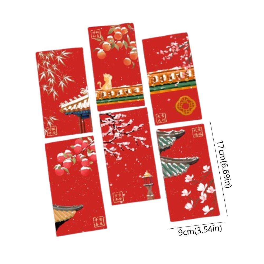 6pcs Hongbao New Year Red Envelopes Traditional Lucky Money Packets Children Money Pocket  Bonus