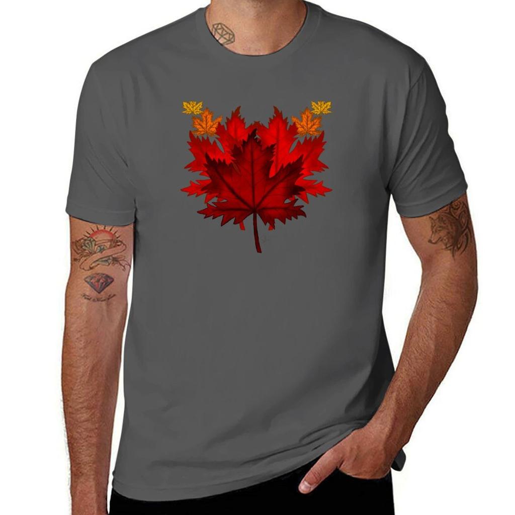 Mighty Maple Leaf Tshirt Basic Short Sleeve Cotton Blend Tshirt