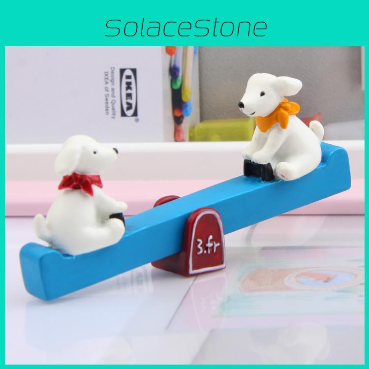 Kawaii Garden Ornament Resin Dog Seesaw Figure With Versatile Planting Decor For Gifts