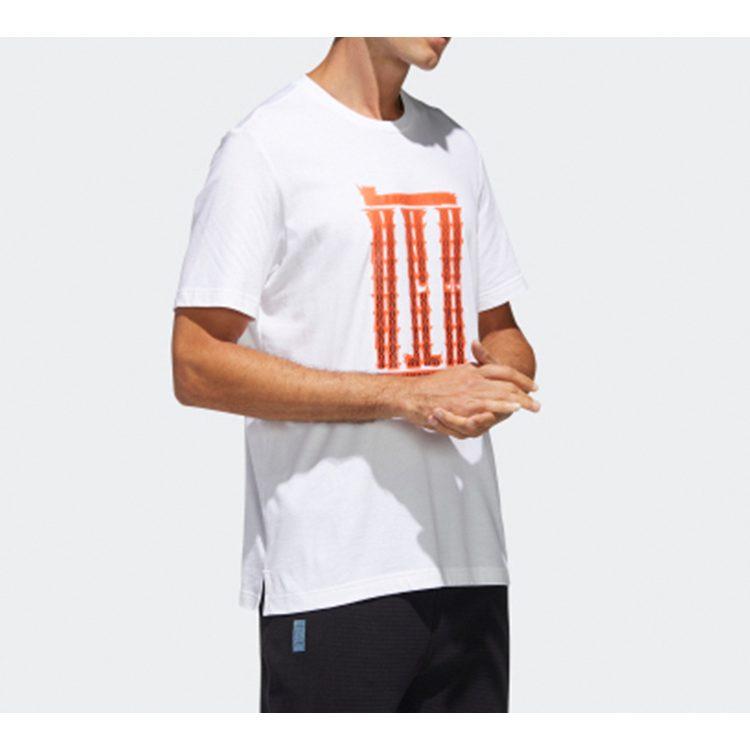 Adidas Wu Ji Collection T Shirts Men's White Crew Neck Moderate Straight Fit GL8192