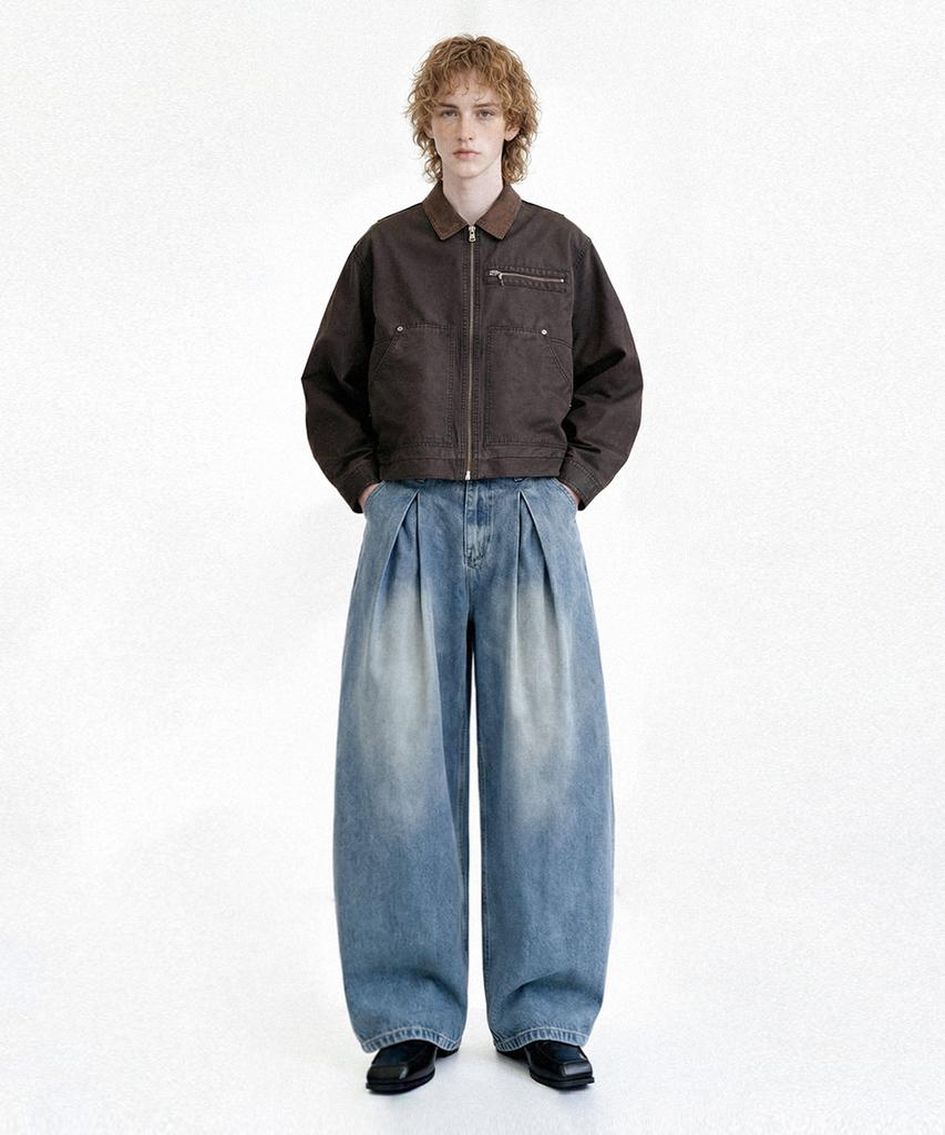 NTET Vintage Front Pintuck Denim Pants (Blue)