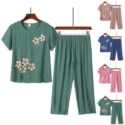 Летний пижамный комплект с цветочным принтом