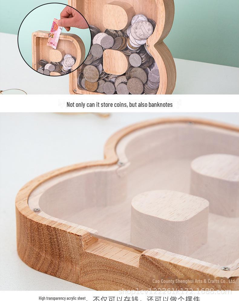Деревянная акриловая буква-копилка Cross-Border: Креативная современная прозрачная банка для денег