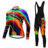 Mens Long Sleeve Cycling Jersey Bib Pants Set Breathable Quick-Dry Road Mountain Bike Riding