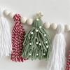 Christmas Garlands Decoration Cotton Tassels Garlands with Wood Beads Wall Hanging Bunting Banners Decors for Mantel