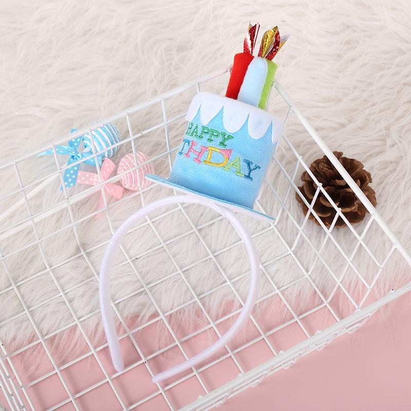 Happy Birthday Cake Candle Headband Children's Birthday Party Decoration Colorful Happy Birthday Cake Head Band Photo Props