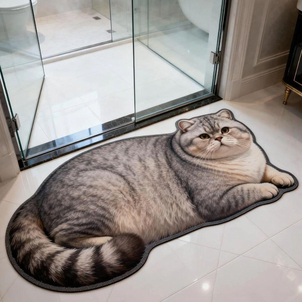 Super Absorbent Cute Cat Diatom Floor Mat Bedroom Door Small Rug Living Room Tea Table Bedside
