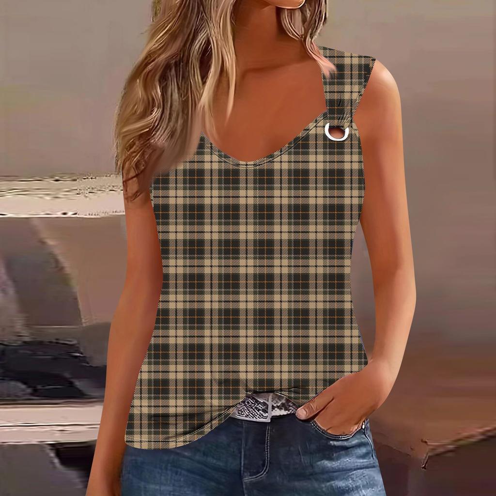 Womens Tank Top V Neck Basic Printed Casual Flowy Sleeveless Deep Side Cut Tops For Women