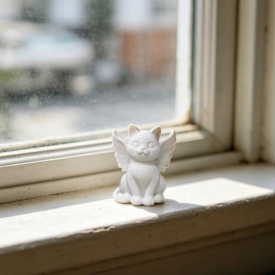 3D-печатная скульптура Ангела-Кота, Милая фигурка кошки, Крылатая кошка, Настольное украшение для дома и офиса, Многофункциональное украшение-кошка, Подарок для кошки