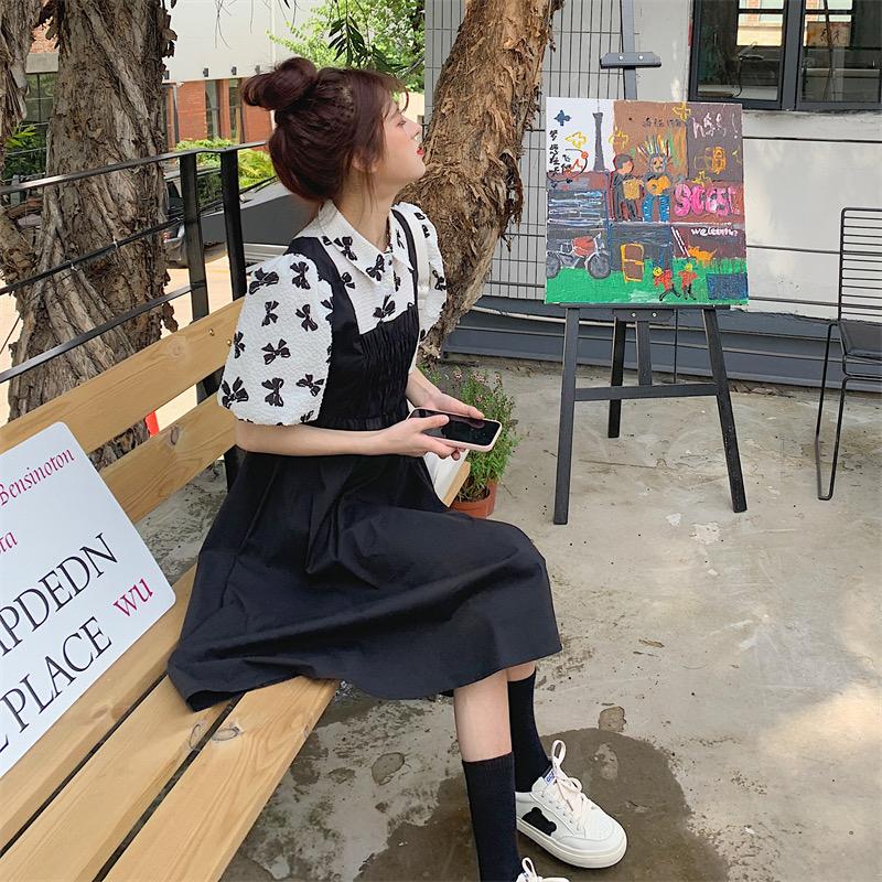 Cute Midi Length Dresses Spring Vintage Print Long Dress Women Clothing Korean Style Clothes