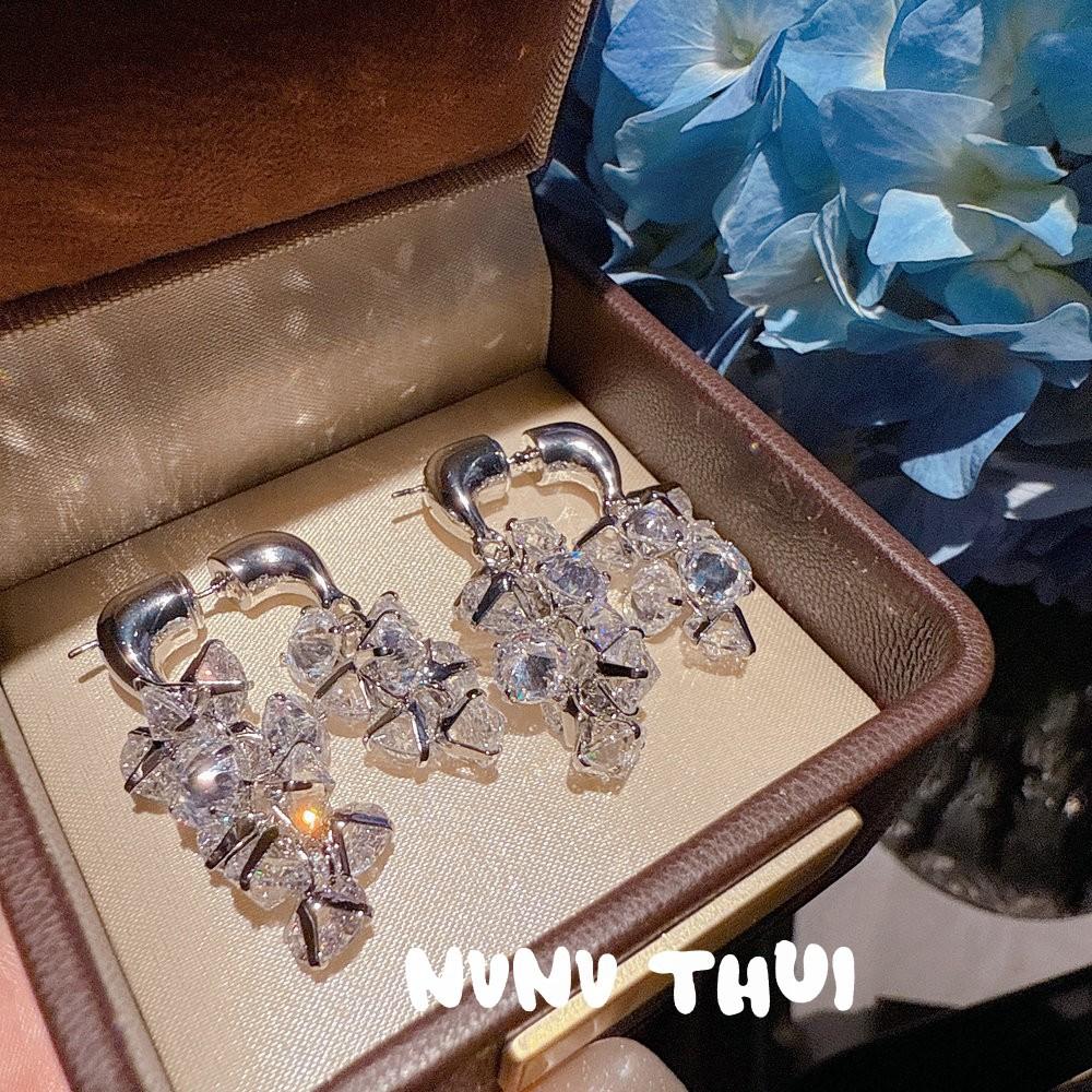 Украшения, Ледяной Цветок из Битого Стекла, Драгоценный Камень, Серьги с Передним и Задним Элементами, Банкетное Колье Haute Couture с Изумрудными Цветочными Бусинами
