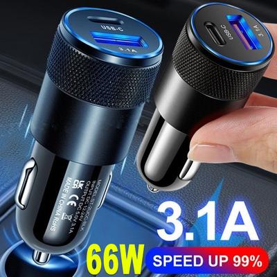 Автомобильное зарядное устройство USB мощностью 66 Вт, быстрая зарядка, зарядные устройства типа C, зарядное устройство PD QC 3.0 для телефона в автомобиле для iPhone 15 Pro Max, Xiaomi, Huawei, Samsung, новое
