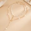 Salircon 2 Pcs/Set Boho Imitation Pearl CCB Beaded Choker Necklace Women Trendy Adjustable Pendant Neck Accessory Party Jewelry