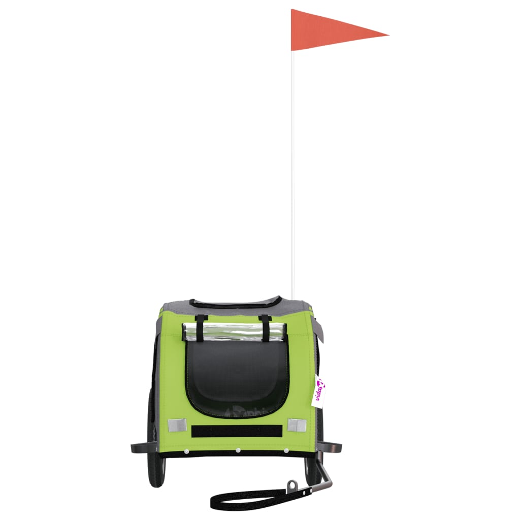 Bicycle Trailer for Dogs Green and Grey Oxford Fabric and Iron