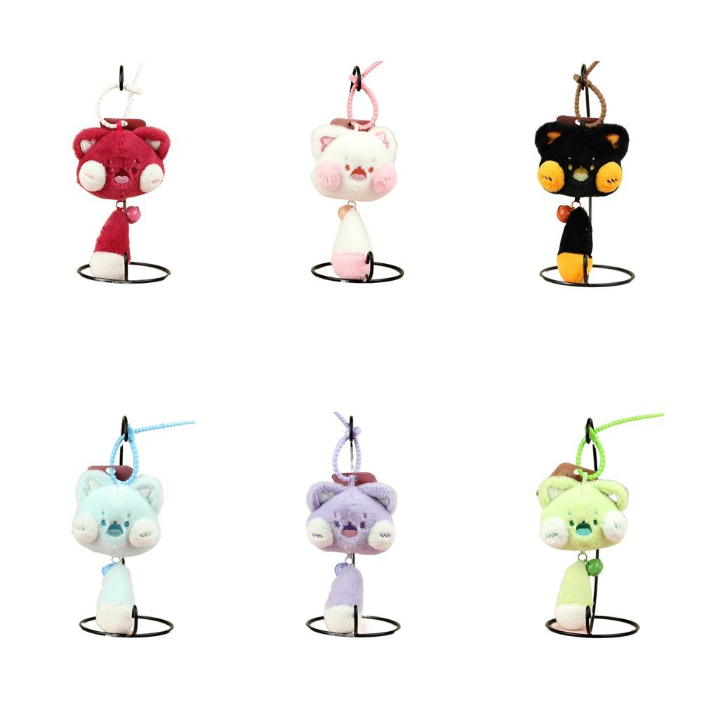 PP Cotton Cat Plush Keyring Long Tail Plush Cat Doll Pendant Plush Cat Keychain Bag Pendant