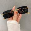 Vintage Rimless Cut Edge Sunglasses Luxury Golden Leopard Frame Uv400 Fashion Designer Shades