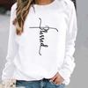 Letter Trend 90s Style Trend Faith Women Clothing Lady Autumn Fall Spring Print Female Long Sleeve Print Fashion Casual Graphic Pullovers Sweatshirts