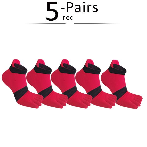 5 Pairs 5 Finger Socks Large Size Cotton Striped Mesh Bright Color Sweat-Absorbing Fitness Marathon Bike Sport Toe Plus Socks