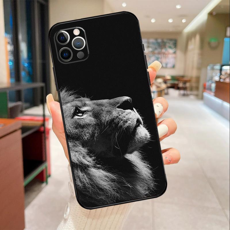 Чехол для телефона с изображением животного Льва Тигра Для iPhone 17 Air 16 14 13 11 15 Pro Max mini 15 16 Plus 16e Защитная крышка