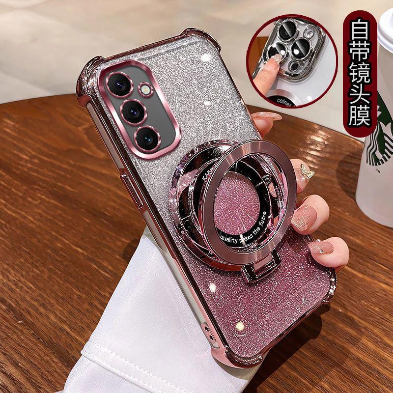 Противоударный чехол с блестящим покрытием и магнитным держателем для Samsung Galaxy A05 A05S A04 A04E A03S A02S A03 A02 A51 A71 A21S A31