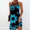 Summer Fashion Sexy Sleeveless Dress Soft Casual 3D Sunflower Print Dress Sleeveless Sling Dress Summer Suspender Dress
