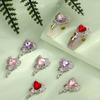10Pcs DIY Nail Art Rhinestones Decoration 3D Heart Faux Crystal On Alloy Charms Creative Decoration Accessories