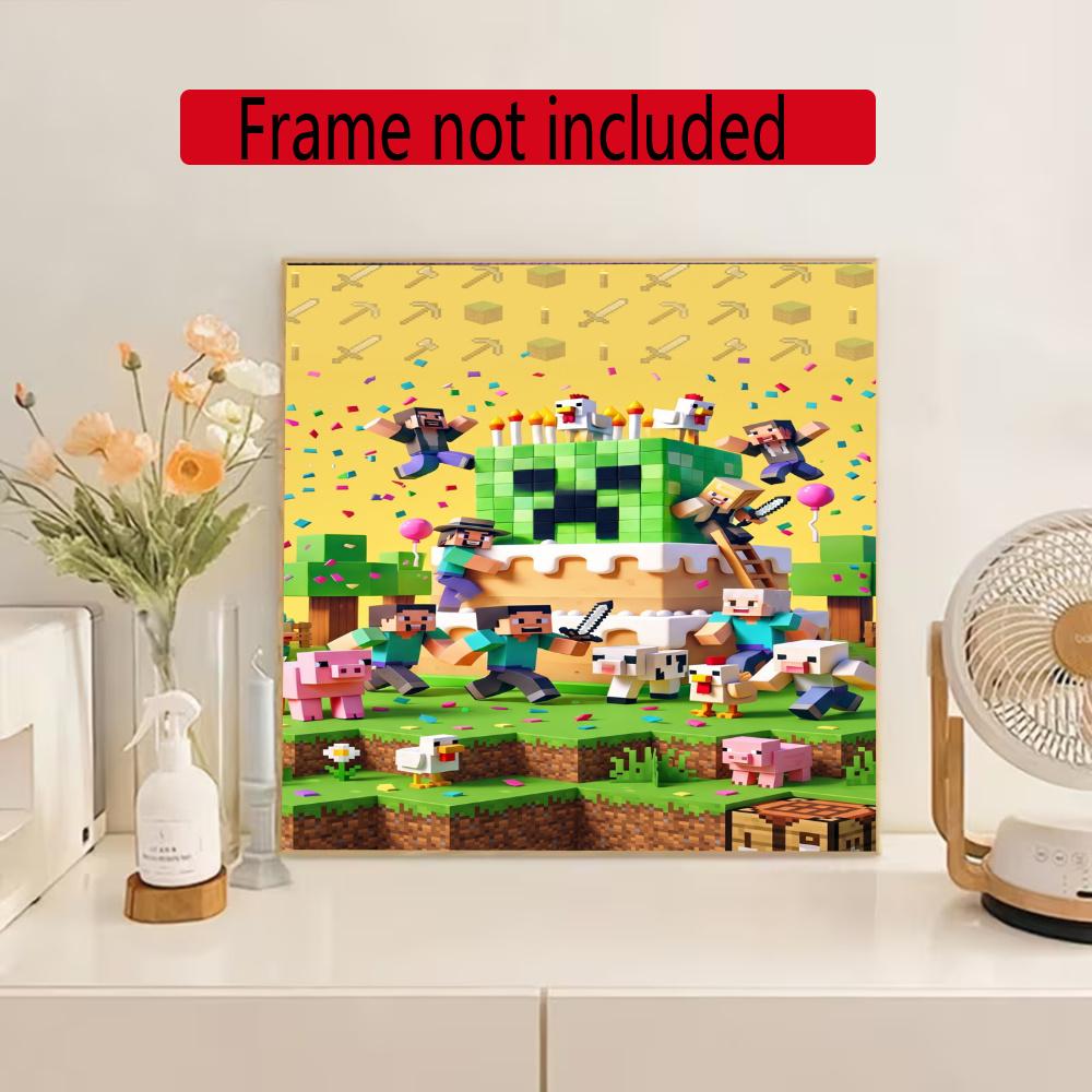 Minecraft 5D Diamond Painting Round Diamond Rhinestones Mosaic Diamond Embroidery Wall Paintings Rhinestones Gift Frameless