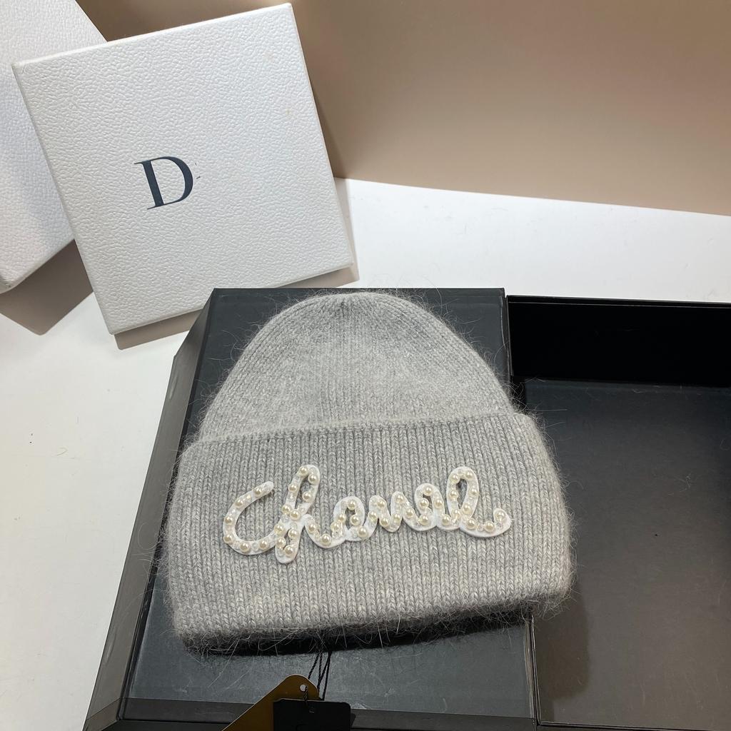 Жемчужная Шляпа Кроличий Мех Теплая Вязаная Шапка Женская Модная Зимняя Холодная Шапка Увеличить И Удлинить Двухслойные Края Шапка