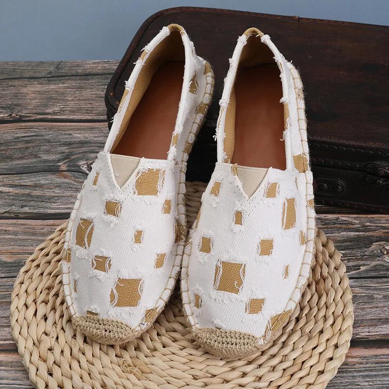 Мужские рваные туфли-лоферы, повседневные туфли без застежек, удобная обувь для ходьбы 2024