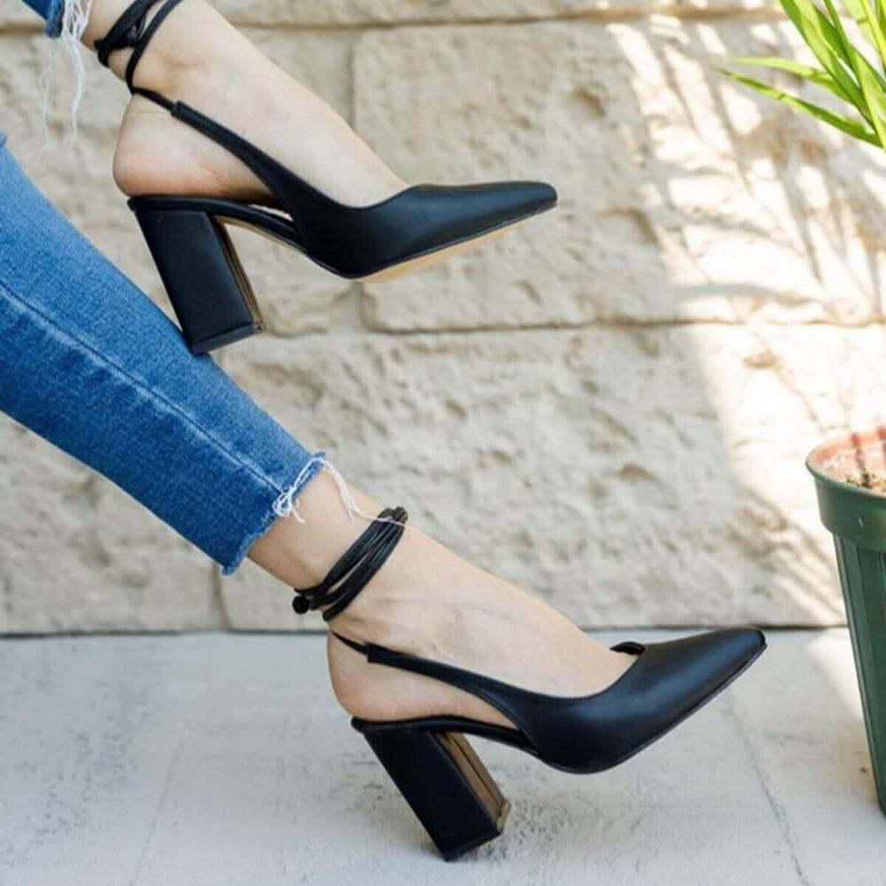 Бирюзовые туфли-лодочки из искусственной кожи на толстом каблуке для женщин Сандалии с ремешком на щиколотке для женщин Повседневная обувь Ma-028