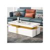 Table basse moderne rectangulaire, brillante, avec 2 tiroirs en bois, plateau en marbre, 100*50*40 cm
