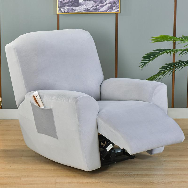 Velvet Plush Recliner Chair Covers 4 Piece/set for Reclining Chair, Recliner Cover Feature Thick Luxury and Soft Fabric with Elastic Bottom, Anti-Slip