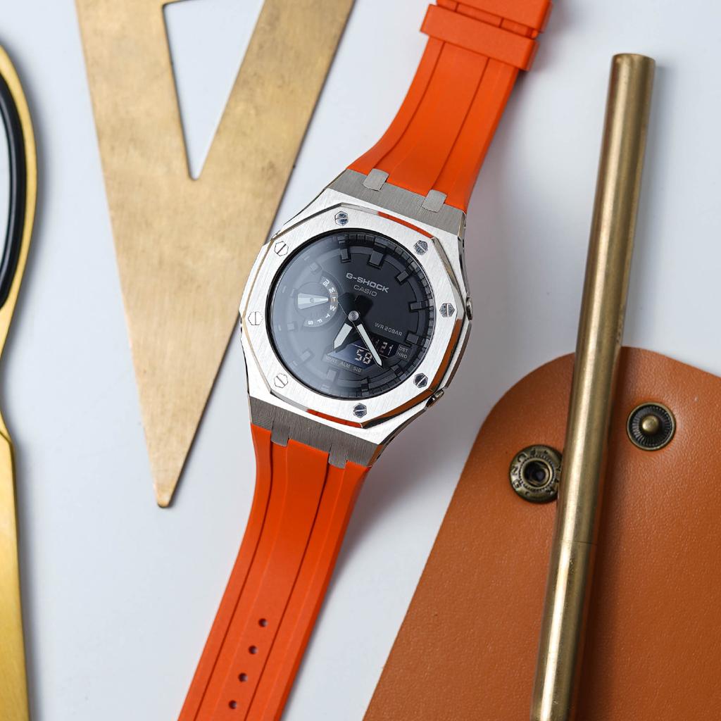 Casio Мужские часы с двойным дисплеем (жидкокристаллический/аналоговый) Серия Черные часы GA-2100-7A-