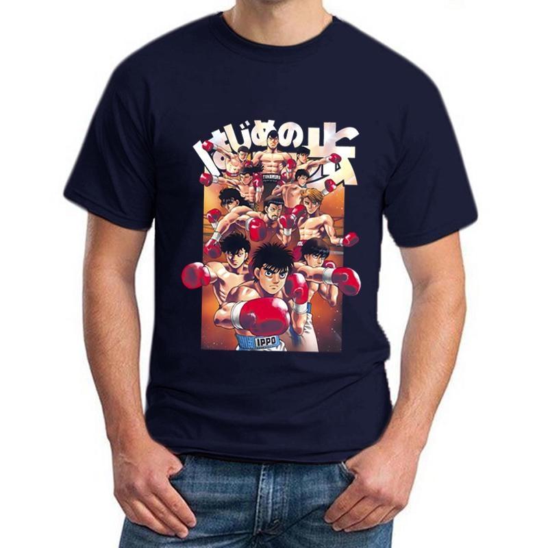 Аниме Hajime No Ippo Графическая футболка Мужская Мода Личность Принт Короткий Рукав Повседневная Уличная Круглый Вырез Свободные Уютные Футболки