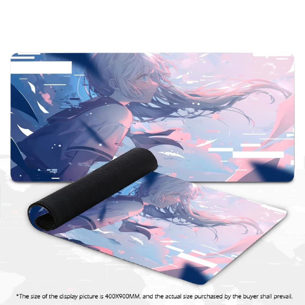 Aesthetic Large Winter Anime Boy Mouse Pad XXL Snowman Scenery Desk Mat Non-Slip Rubber Keyboard Cushion For PC Desktop Gamer
