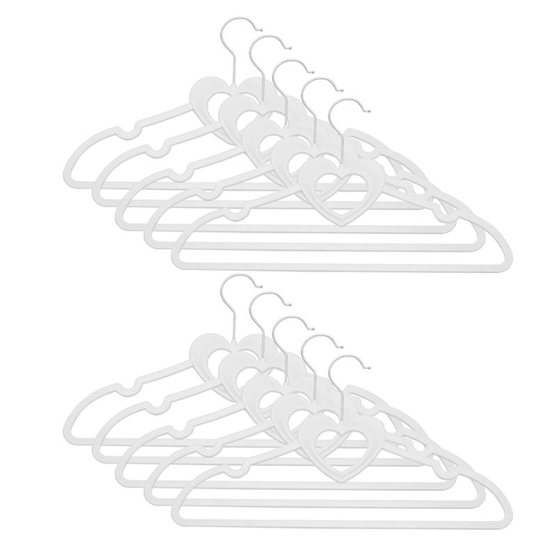 10pcs Heart Shaped Clothes Hanger Durable Coat Hanger Drying Rack Space Saver Wardrobe Storage Hanging Shelf
