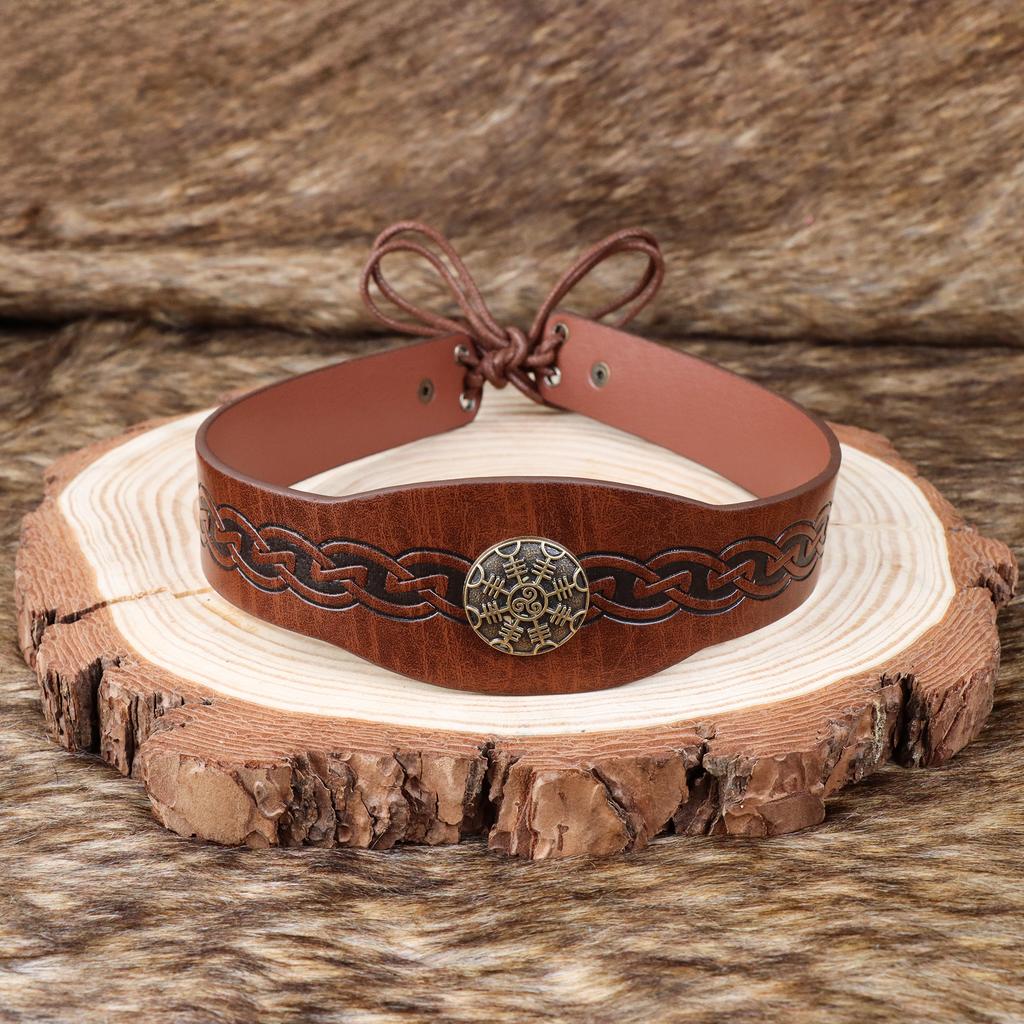 Средневековый Мужской Хэллоуин Винтажный Принт Викинга Пирата Головной Убор Кельтская Корона ПУ Кожа Реквизит Аксессуары для Ролевых Игр