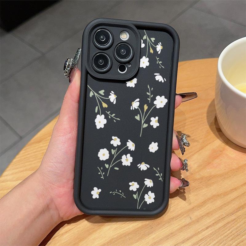 Зелено-белый чехол для телефона с цветочным узором для iPhone 16/15/14/13/12/11/X, Мягкий, Высококачественный, Дизайн с бамбуком