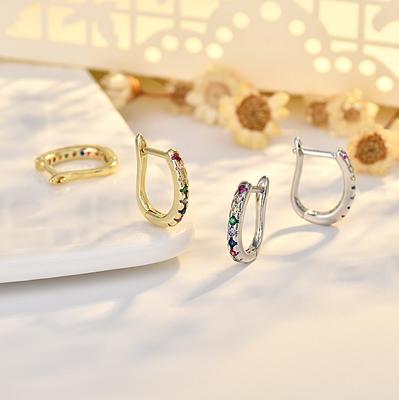 Серьги женские модные Ins Wind Personality U-образные микросерьги с циркониевыми серьгами Серьги с пряжкой для ушей Гипоаллергенные кольца