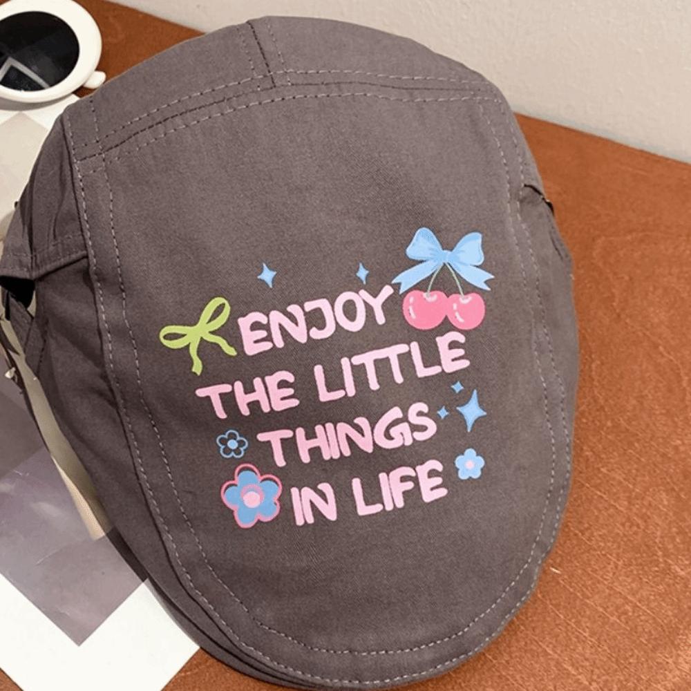 Вишневый берет Y2k Винтажная шляпа художника Индивидуальная граффити Кепка вперед Унисекс