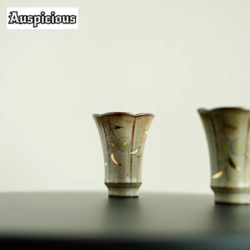 35 мл Ручная роспись Маленькая ромашка Чайная чашка Контур в золоте Кувшин Мастер-чашки Чайная чаша Чашка для аромата Кунг-фу Чай Домашние предметы для чая Ремесло