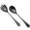 Spoon Long Cutlery For Salad Fork Spoon Set 2 Pieces Black