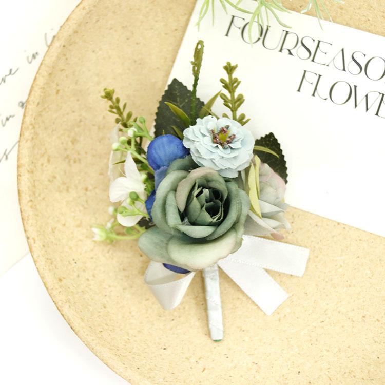 Гость, банкет, вечеринка, свадьба, стиль Мори, наручные цветы, свежий синий цвет, корсаж