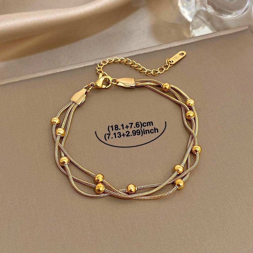 Gold Silver Color Wrap Beaded Bracelets Round Beads Party Jewelry Elegant Wrist Chain Women