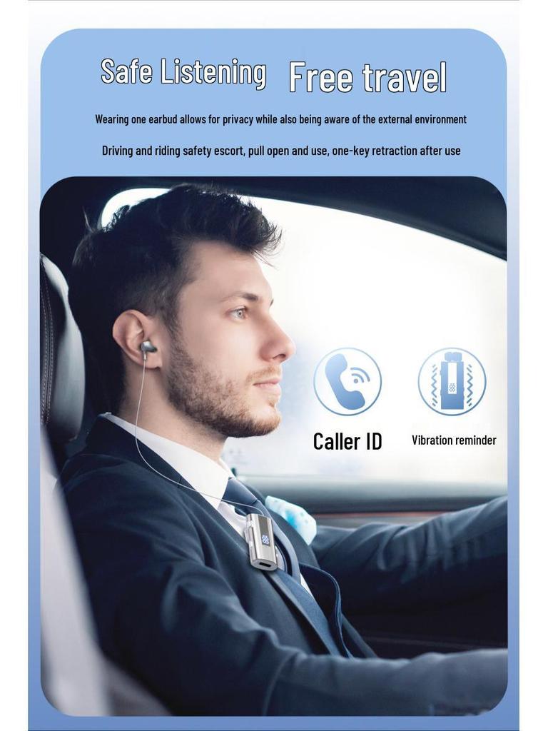 K92 Bluetooth Headset: Extra Long Battery, Clip-On, Caller ID, Vibration Alert, Noise Reduction, Ideal for Ride-Hailing and Delivery Riders