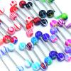 30 Pcs Multicolor Tounge Rings Bars 316L Surgical Steel Barbell Body Piercing Jewelry