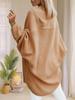 Женский oversized длинный кардиган-свитер с открытой передней частью, рукава летучая мышь, осенний трикотаж