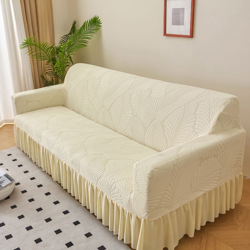 1pc Luxury Wrapped Sofa Cover with Pleated Skirt - Soft, All-Season for Living Room, Bedroom, Office, Sofa Covers for Living Room