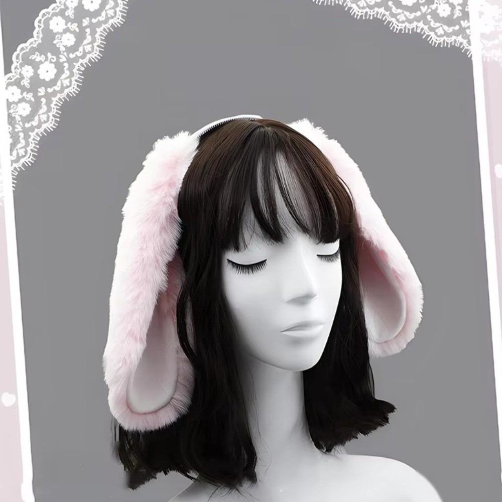 Soft Bunny Ears Headband Lop-eared Plush Headwear Elegant Easter Rabbit Hair Hoop Events