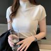 Spring Summer Solid Slim Turtleneck Blouse Casual Women Korean Knitted Women Top Plus Size